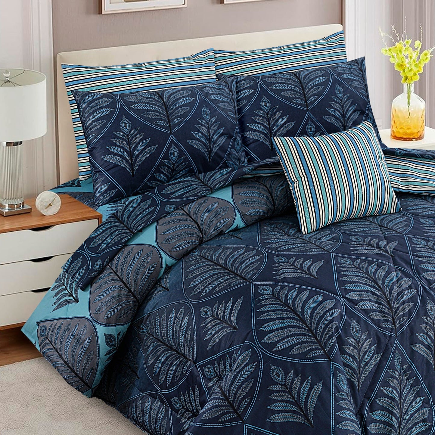 7 Pcs Comforter Set King Size Design KCC 36
