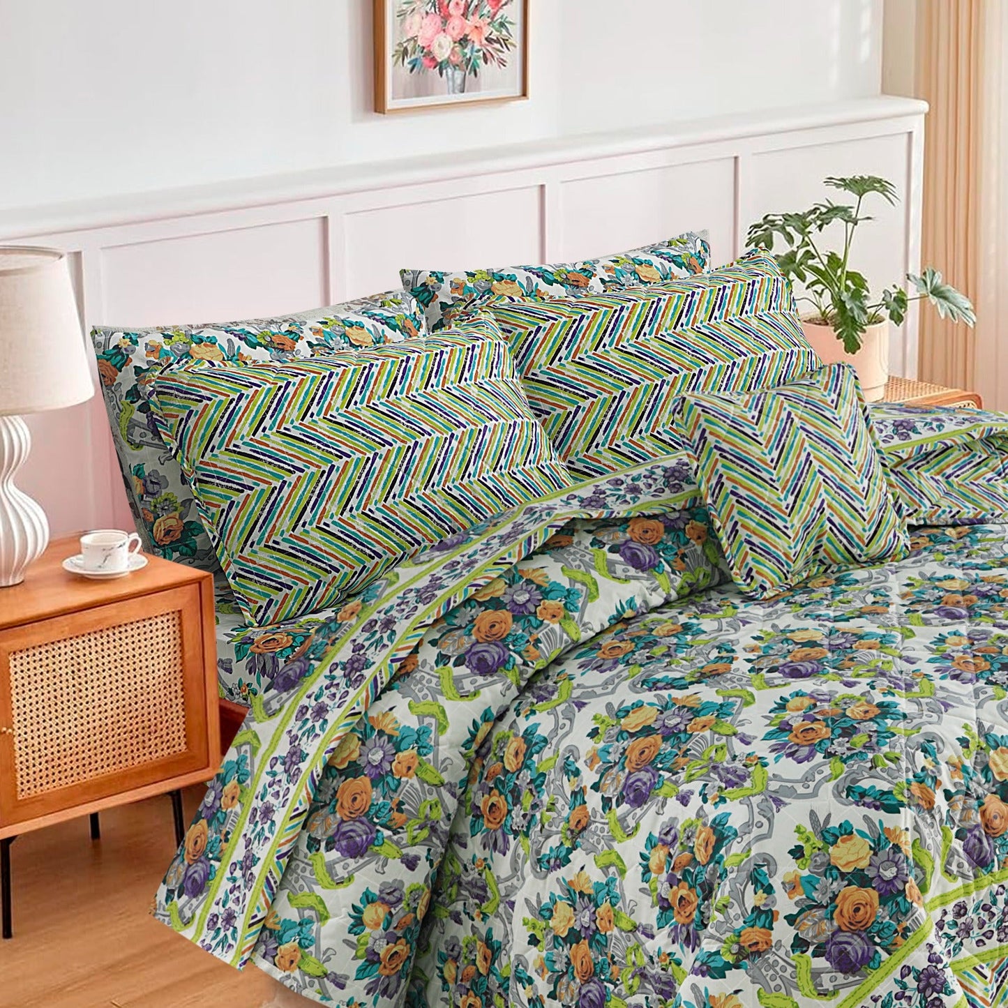 7 Pcs Comforter Set King Size Design KCC 43